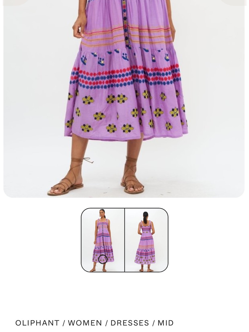 Oliphant Lavender Tiered Midi Dress in Lilac Looknow Floral Print